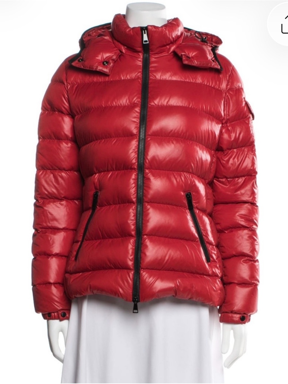 Moncler Red Quilted Down Puffer Jacket with Hood